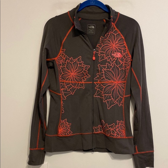 The North Face Jackets & Blazers - The North Face Women's Dark Gray Jacket with dark coral Floral Pattern